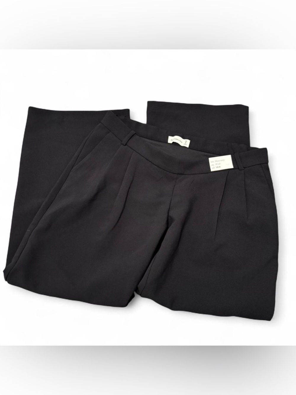 NEW Abercrombie & Fitch Maternity Black Pleated Wide-Leg Trousers